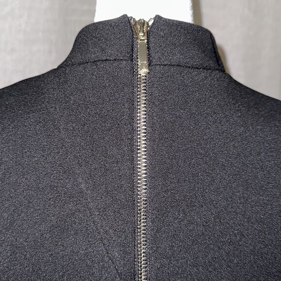 Ted Baker 14 (5) Black Geodese V Neck Front Slit Back Zip Sleeveless Shift Dress - Picture 15 of 17